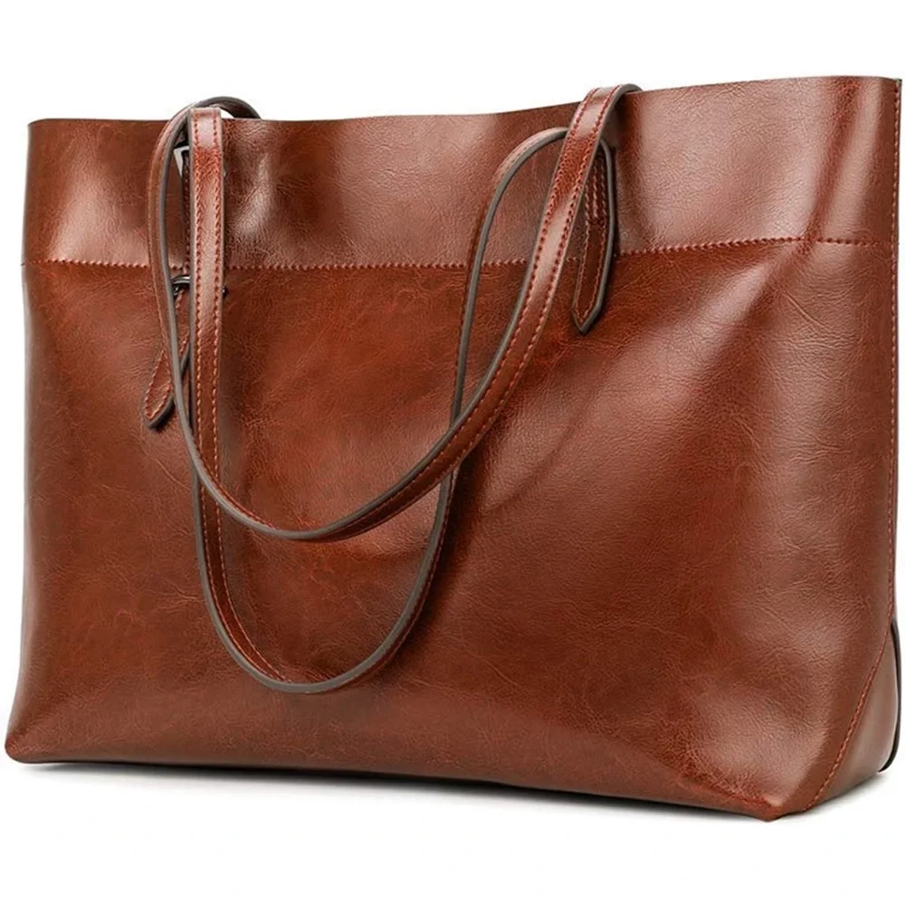 Kattee Vintage Genuine Leather Tote Shoulder Bag for Women Satchel Handbag